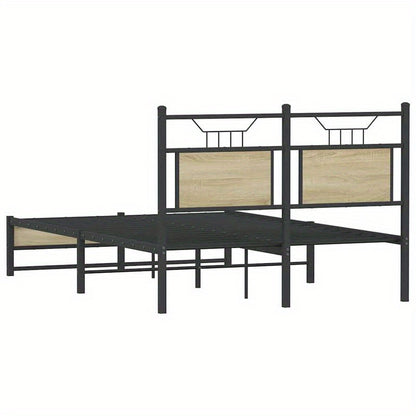 Bed frame without Mattress Oak Sonoma 120x190cm in Chipboard Practical, removable, suitable for all seasons, Guest Bed Setup, Versatile Sleeping Solution, Minimalist Bed Frame, Contemporary Design, Easy Assembly, Removable De