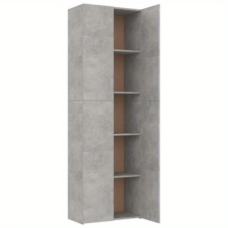 Opbergkast – Opbergmeubel – Kantoor Kast – Studeerkamer Kast – Houten Kast – Beton Grijs – 60x32x190 cm – Duurzaam Hout – Ruim Opberggemak
