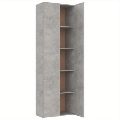 Opbergkast – Opbergmeubel – Kantoor Kast – Studeerkamer Kast – Houten Kast – Beton Grijs – 60x32x190 cm – Duurzaam Hout – Ruim Opberggemak