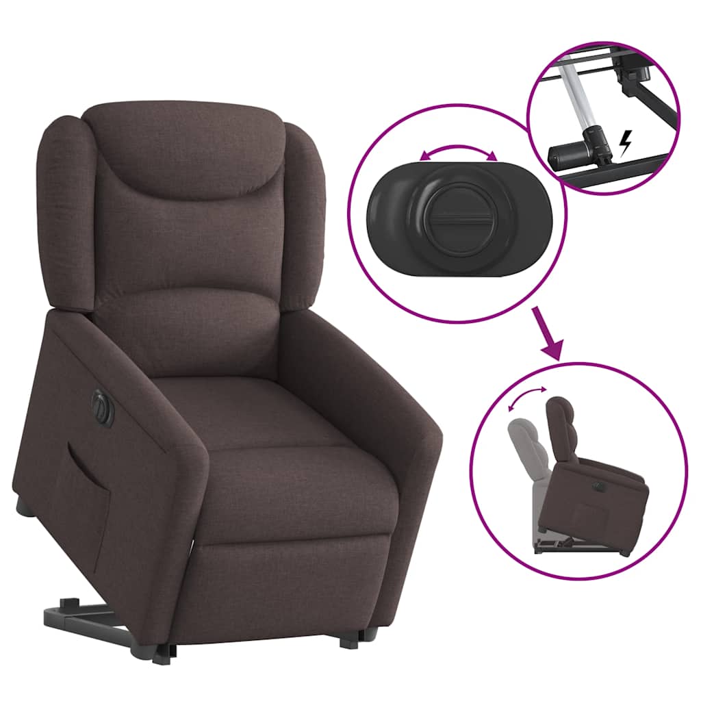 Elektrisch Verstelbare Sta-op Stoel – Relaxfauteuil – Opsta Stoel – Seniorenstoel – Verstelbare Relaxstoel – Donkerbruin – Elektrische Liftfunctie – Ademend Comfortabele Bekleding
