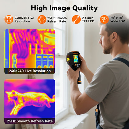 TI01 Infrared Thermal Imager -20-550 Thermal Imaging  Infrared 240x240 Image Resolution Laser Thermographic for Repairing, Home Renovation, Oven Diagnostics, Portable Design, Handheld Device, Durable Construction, Professiona