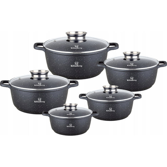 Kookset – Pannenset – Potten Set – Keukenset – Keramische Pannen – 10-delig – Geschikt Voor Alle Fornuizen – Non-Stick Met Glazen Deksels