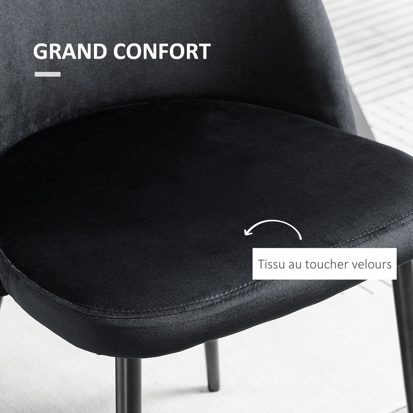 Eetkamerstoelen – Keukenstoelen – Stoelen – Zitmeubels – Zwarte Velours Stoelen – Scandinavisch Design – Ergonomisch & Metalen Puntpoten