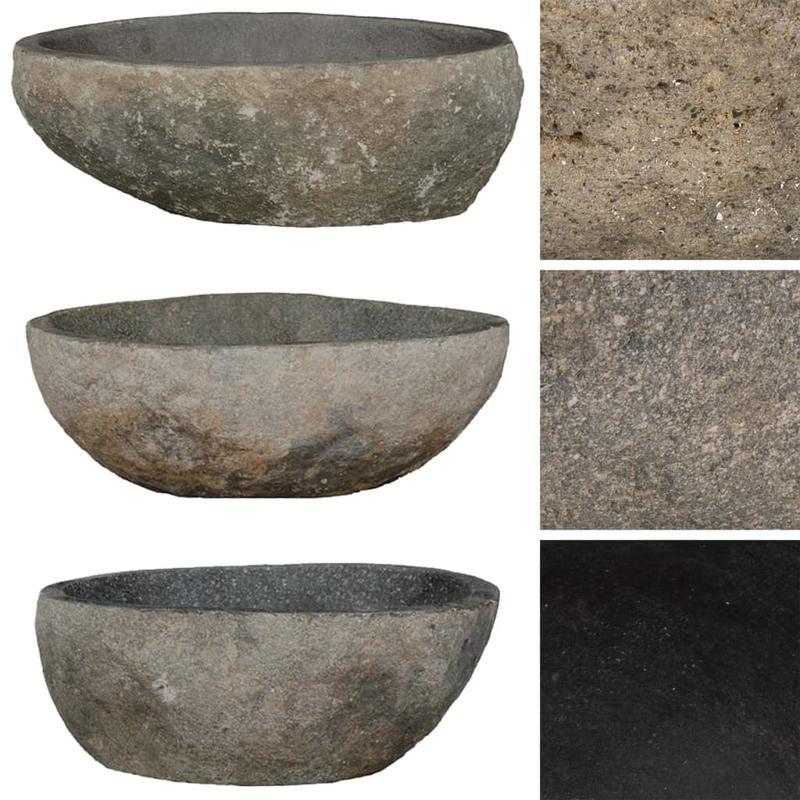 Ovale rivierstenen waskom – wasbak – wastafel – badkamerkom – natuursteen – afmetingen 29-38x24-31 cm – natuurlijk materiaal – stijlvol design