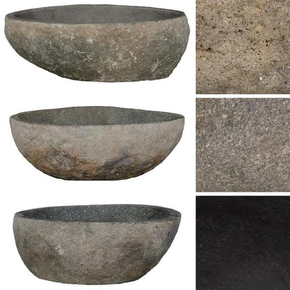 Ovale rivierstenen waskom – wasbak – wastafel – badkamerkom – natuursteen – afmetingen 29-38x24-31 cm – natuurlijk materiaal – stijlvol design