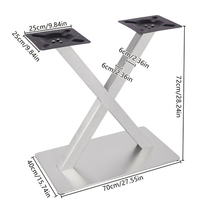 Tafelpoot – Tafelpootstandaard – X-poot – Verstelbare Tafelpoten – Industriële Tafelpoten – RVS 201 Staal – Belastbaar Tot 440 Kg – Hoogte 72 cm