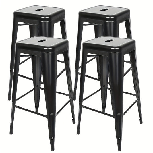 Barstoel – Barkruk – Barkrukken – Barstoel Zonder Rugleuning – Stoel – Stoelen – Metalen Barkruk Set van 4 – Stapelbaar – Industrieel Design – Zithoogte 76 cm – Slijtvast & Makkelijk Schoon Te Maken