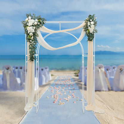 Bruidsboog – Trouwboog – Feestboog – Decoratieve Boog – Fotoboog – Wit Koolstofstaal – 2,5m Hoogte x 1,8m Breedte – Stevig en Eenvoudig In Elkaar Te Zetten
