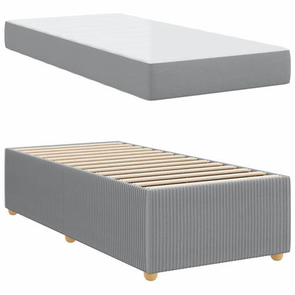Bedframe – Bed – Tweepersoonsbed – Platformbed – Opbergbed – Lichtgrijs – Met Matras – 90x200 cm – Gestoffeerd Met Corduroy – Ruime Opbergruimte Onderbed