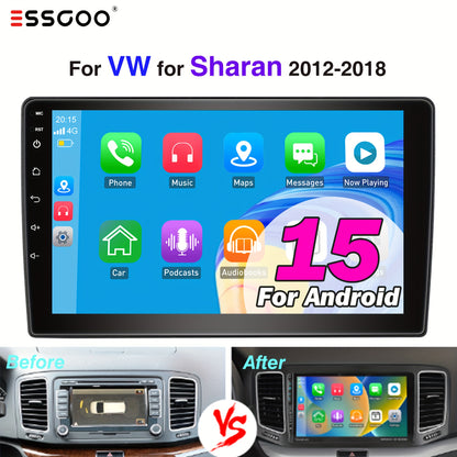 Multimedia Autoradio – Dubbel DIN – Car Audio Systeem – Bluetooth Radio – Navigatiesysteem – 4+64GB – 9-Inch IPS Touchscreen – Draadloze CarPlay & Android Auto