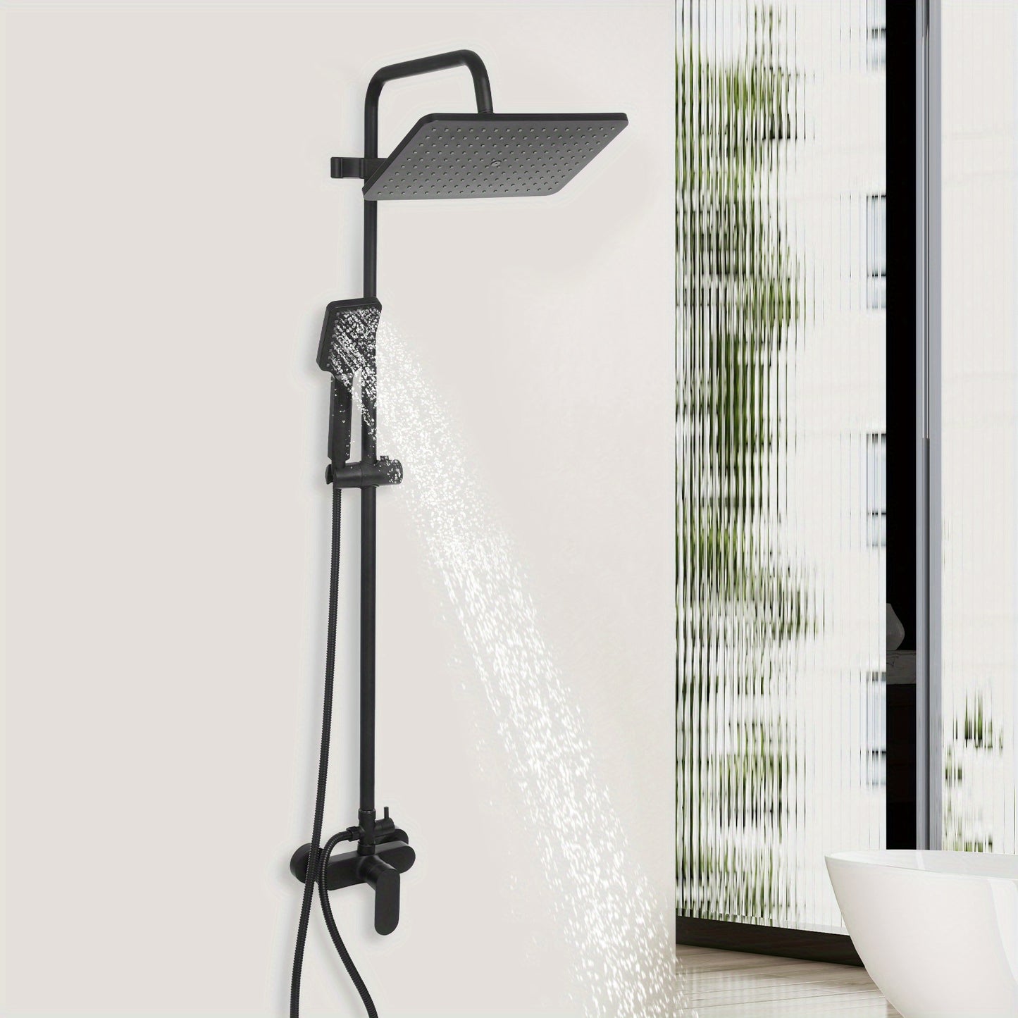 Badkraan – Badmengkraan – Douchekraan – Handdouche – Thermostaatkraan – Waterbesparend – Mat Zwart Met Chroom
