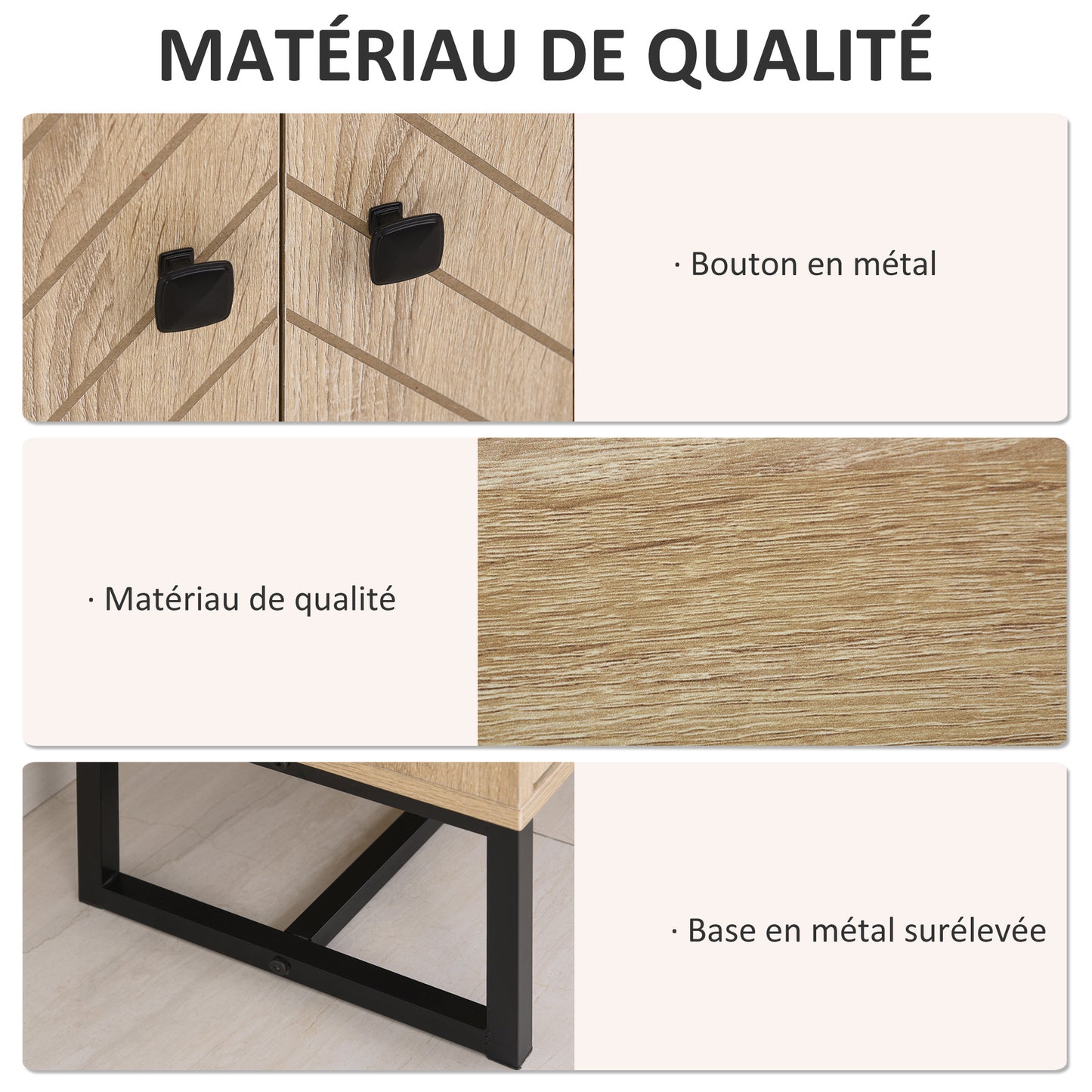 Dressoir – Opbergkast – Ladekast – Buffetkast – Commodes – Hout – 2 Deuren – Zwarte Metalen Poten – 80x29,5x80 cm – Verstelbare Plank