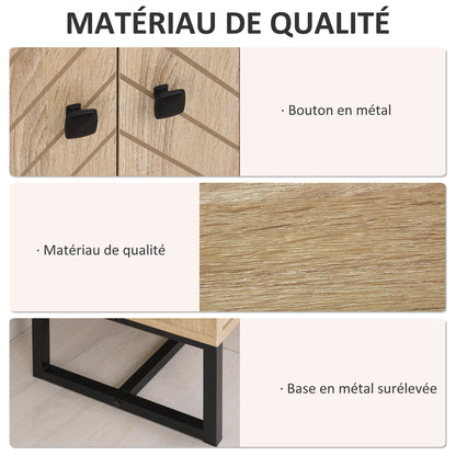 Dressoir – Opbergkast – Ladekast – Buffetkast – Commodes – Hout – 2 Deuren – Zwarte Metalen Poten – 80x29,5x80 cm – Verstelbare Plank