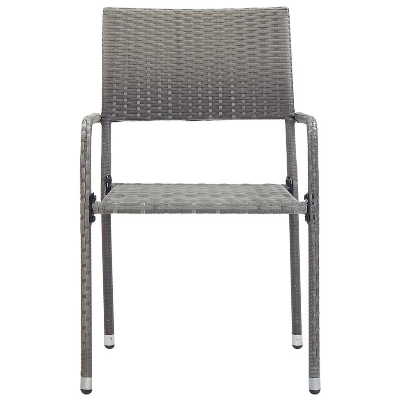 Garden-dining chairs 2pcs stackable gray poly rattan, Space-Saving Outdoor Seating, Outdoor Entertaining Chairs, Stackable Garden Chairs, Modern Rattan Design, Contemporary Garden Style, Low-Maintenance Material, Small Space