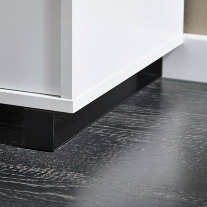 Schoenenkast – Schoenenrek – Schoenenbank – Opbergkast – Entreebank – Met Zitvlak En Lades – Compact Wit MDF – 110x35x42 cm