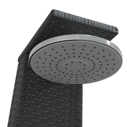 Buitendouche – Tuindouche – Vrijstaande Douche – Zwembad Douche – Outdoor Shower – Weerbestendig PE Rattan – Stevige Acaciahouten Basis Grijs