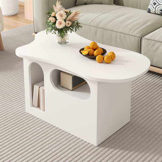 Salontafel – Tafel – Koffietafel – Woonkamertafel – Bijzettafel – Wolkvormig Design – Ruime Opberglade – Compact & Lichtgewicht – Duurzame Constructie