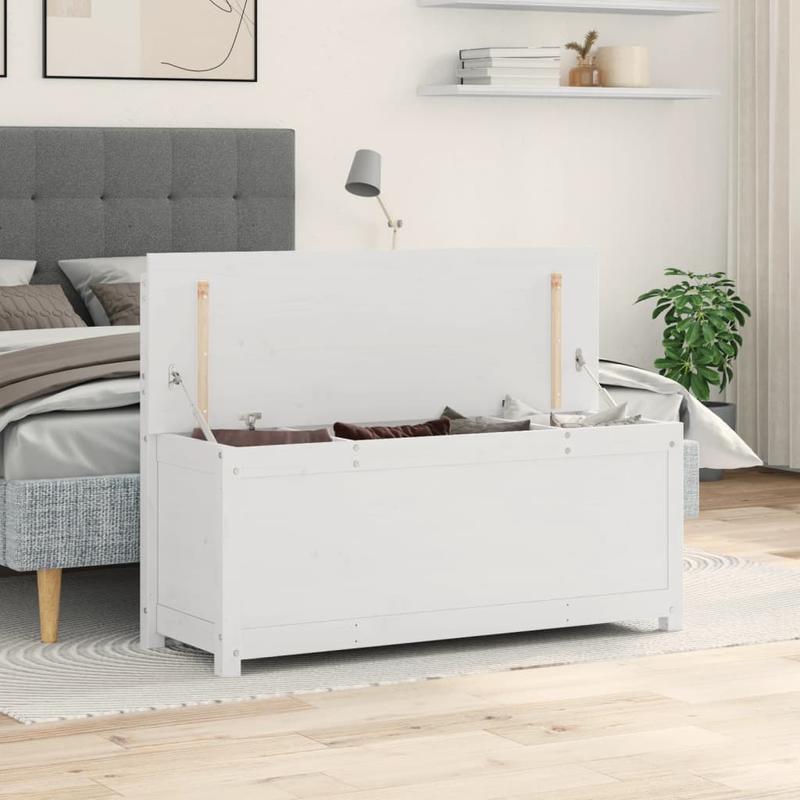 Bench 110X41X76.5 Cm Made of Solid Pine Wood in White. This Bench Is Ideal As a Shoe Stool in Your Hallway Or As a Storage Stool in Your Living Room.