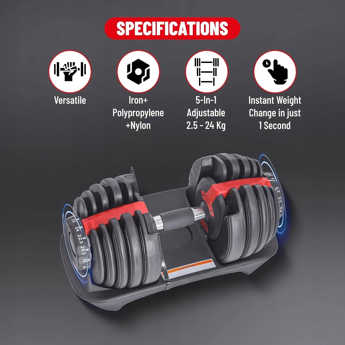 Verstelbare Halter – Dumbbell – Gewicht – Krachttraining – Fitness – 24 kg – Anti-slip Handvat – Duurzaam Metaal