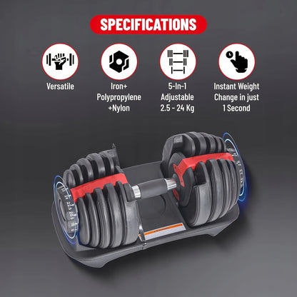 Verstelbare Halter – Dumbbell – Gewicht – Krachttraining – Fitness – 24 kg – Anti-slip Handvat – Duurzaam Metaal