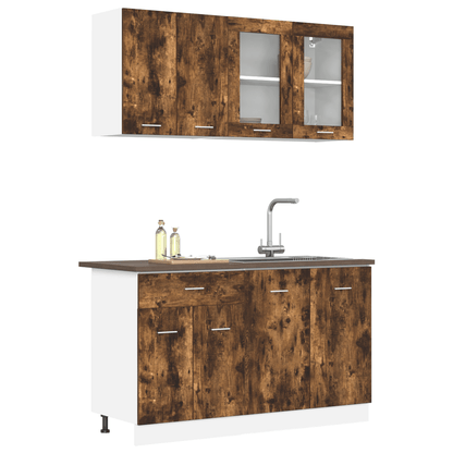 Keukenkast Set – Keukenkasten – Opbergkasten – Keukenmeubels – Keukenkastjes – 4-delig – Smoky Oak Bonded Hout – Duurzaam & Stijlvol