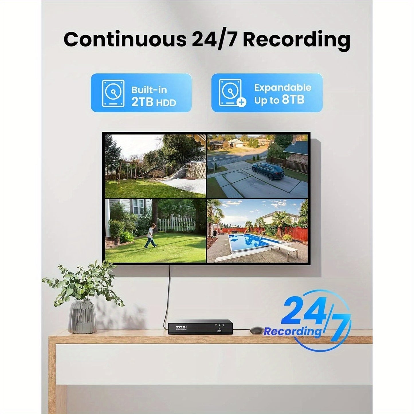 4K Beveiligingscamera Systeem – IP Camera – Surveillance Camera – CCTV Camera – Buiten Camera – AI Gezichts- en Bewegingsdetectie – PoE Eenvoudige Installatie – Witte Variant
