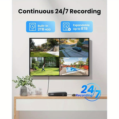 4K Beveiligingscamera Systeem – IP Camera – Surveillance Camera – CCTV Camera – Buiten Camera – AI Gezichts- en Bewegingsdetectie – PoE Eenvoudige Installatie – Witte Variant