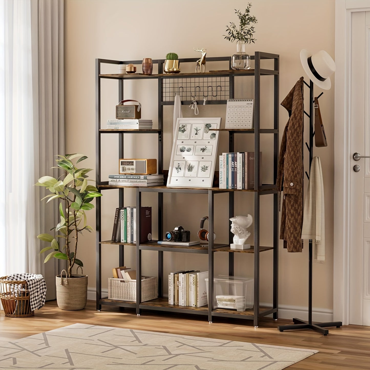 Keukenrek – Keukenkast – Opbergrek – Keukenorganizer – Stellingkast – 5 Lagen – Metaal Frame Met Houten Planken – 120x30x170 cm