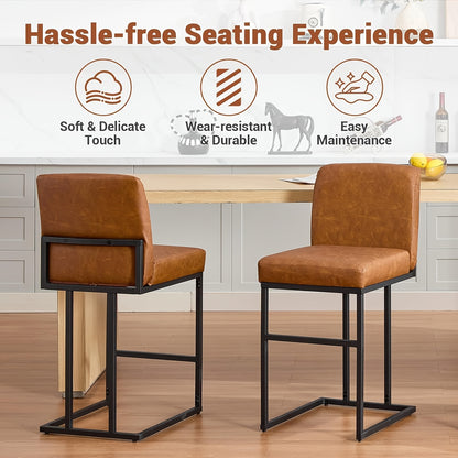 Set Van 2 Moderne Krukken – Barkrukken – Barstoelen – Keukenkrukken – Counterstoelen – 60,96 cm Hoog – Met Rugleuning En Stevig Metalen Frame