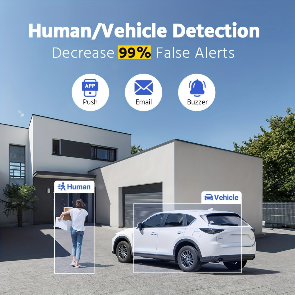 Beveiligingscamera Set – Camerabewaking – Bewakingscamera – CCTV Camerasysteem – Beveiligingscamera Binnen & Buiten – 16 Kanalen DVR – AI Bewegingsdetectie Mens & Voertuig – 8x 1080p Camera’s Met Nachtzicht 20m – H.265+ Video Compressie