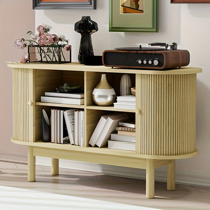 Dressoir – Buffetkast – Sideboard – Opbergkast – Tv-meubel – Modern Minimalistisch – Schuifdeuren – Ruimtebesparend – Vrijstaand – Beige Houtkleur