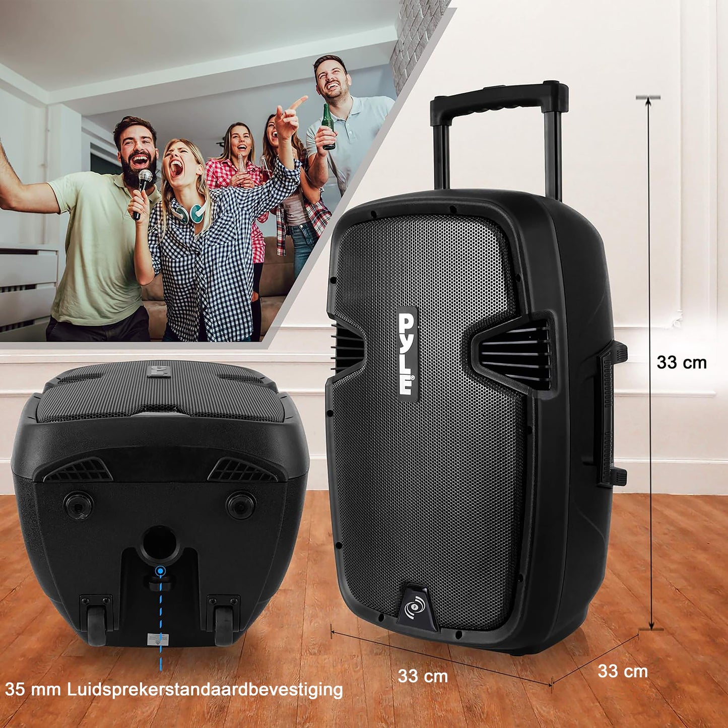 Draagbaar PA-systeem – Portable Geluidsinstallatie – Bluetooth Speaker – Karaoke Set – Draadloos Microfoon Systeem – 1000 Watt – Oplaadbare Batterij Met Wieltjes