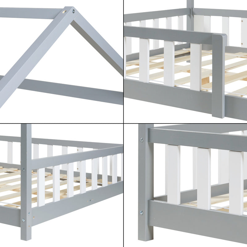 Kinderbed – Kinderbedden – Eenpersoonsbed – Hoogslaper – Stapelbed – Valbeveiliging – Massief Dennenhout – 140 x 200 cm