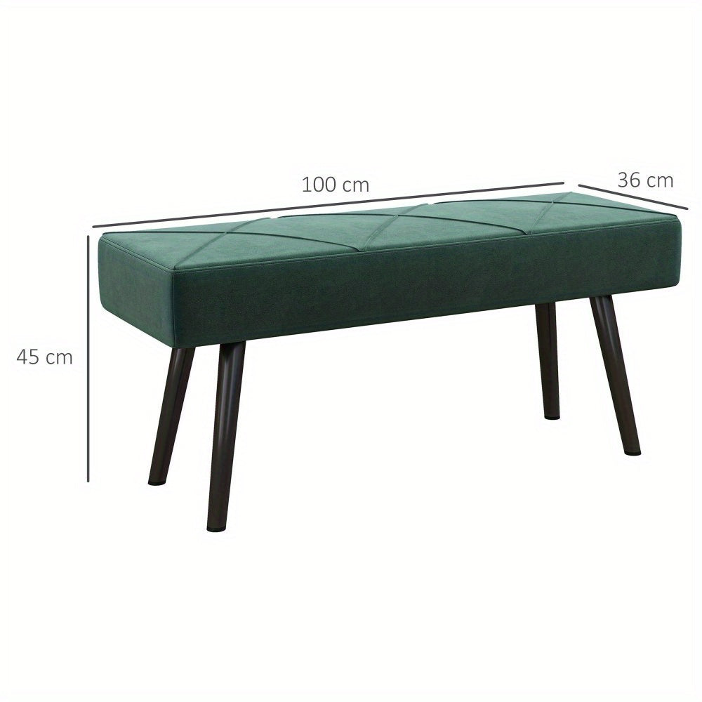 Bankje – Zitbank – Halbankje – Slaapkamerbank – Velvet Bank – Fluweelachtige Bekleding – Stalen Poten – 100x36x45 cm – Max. 120 kg Draagvermogen