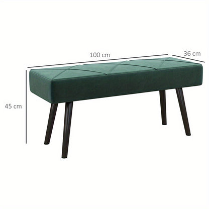 Bankje – Zitbank – Halbankje – Slaapkamerbank – Velvet Bank – Fluweelachtige Bekleding – Stalen Poten – 100x36x45 cm – Max. 120 kg Draagvermogen