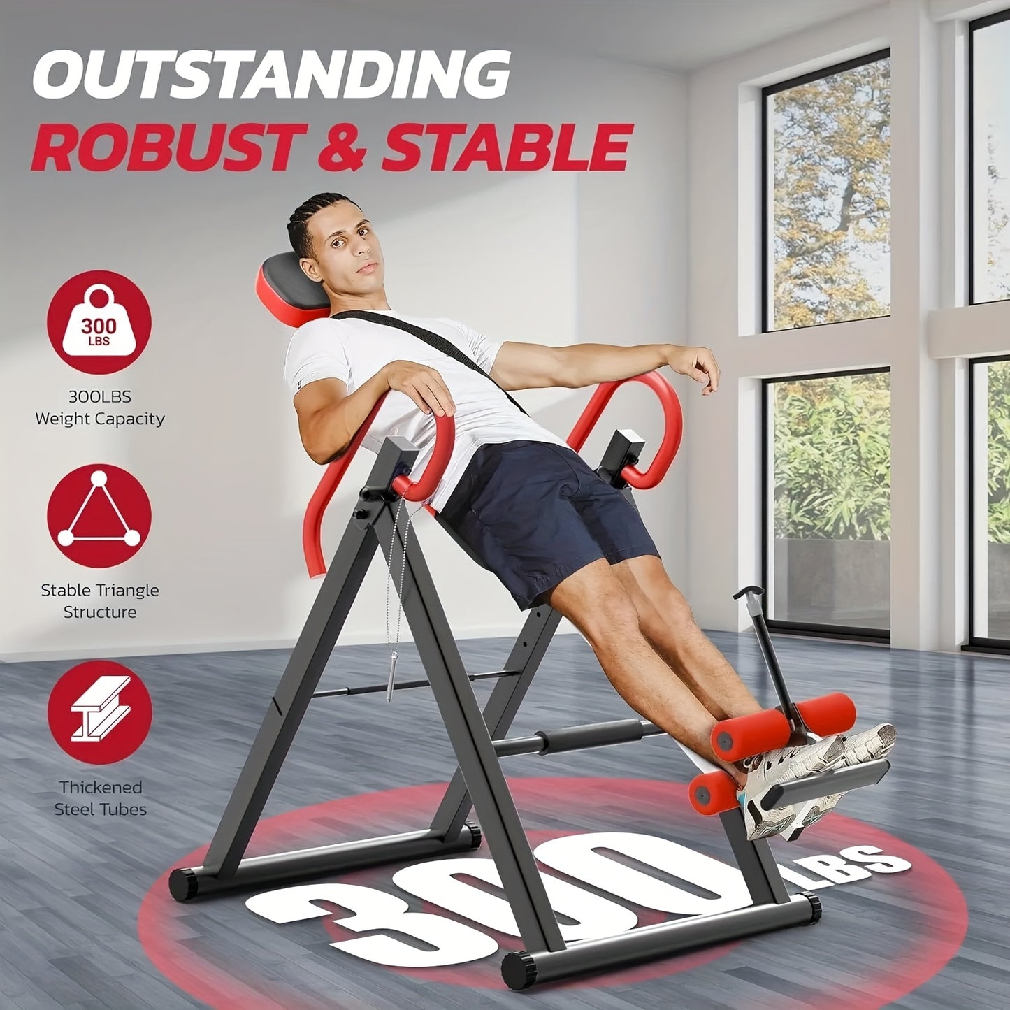 Inversietafel – Inversiebank – Zwaartekrachttrainer – Rugtrainer – Omkeerbank – Verstelbaar & Inklapbaar – Drietal Veiligheidssloten & Veiligheidsgordel