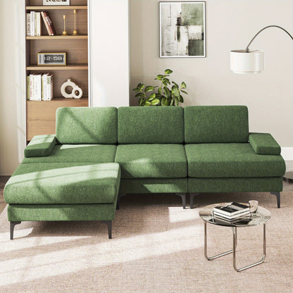Hoekbank – 3-zitsbank – L-vormige bank – Sectional sofa – Loungeset – Verwijderbare opberghocker – Hardhouten frame – Makkelijk schoon te maken stof
