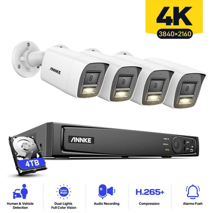 Beveiligingscamera Set – Camerabewaking – Bewakingssysteem – Surveillance Kit – NVR Beveiligingsset – 4K 12MP Resolutie – 4TB Opslag & 30m Kleurennachtzicht