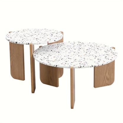 Modern Couchtisch – Beistelltisch – Wohnzimmer Tisch – Sofa Tisch – Balkon Tisch – 2er-Set – Natuurlijk Hout – Compact & Duurzaam