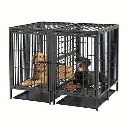Hondenbench XXL – Hondenkooi – Hondenhok – Kennel – Bench – Dubbele Deuren – Zwaar Metalen Staal 130x100x100 cm