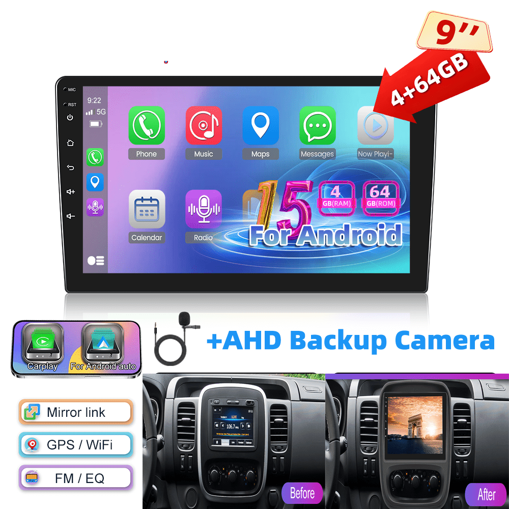 Android 15 Car Radio – Auto Multimedia Systeem – Navigatie Radio – Touchscreen Radio – Bluetooth Radio – 9 Inch 1280p IPS Display – Draadloze CarPlay & AHD Achteruitrijcamera