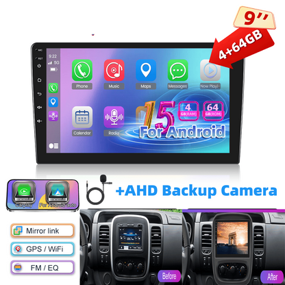 Android 15 Car Radio – Auto Multimedia Systeem – Navigatie Radio – Touchscreen Radio – Bluetooth Radio – 9 Inch 1280p IPS Display – Draadloze CarPlay & AHD Achteruitrijcamera