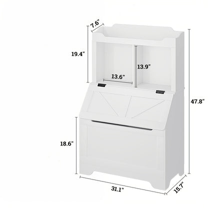 Boekenplank – Boekenkast – Wandrek – Opbergkast – Wandplank – 120 cm Hoog – Met Opbergvak en Liftdeksel – Grijs – Voor Woonkamer en Slaapkamer