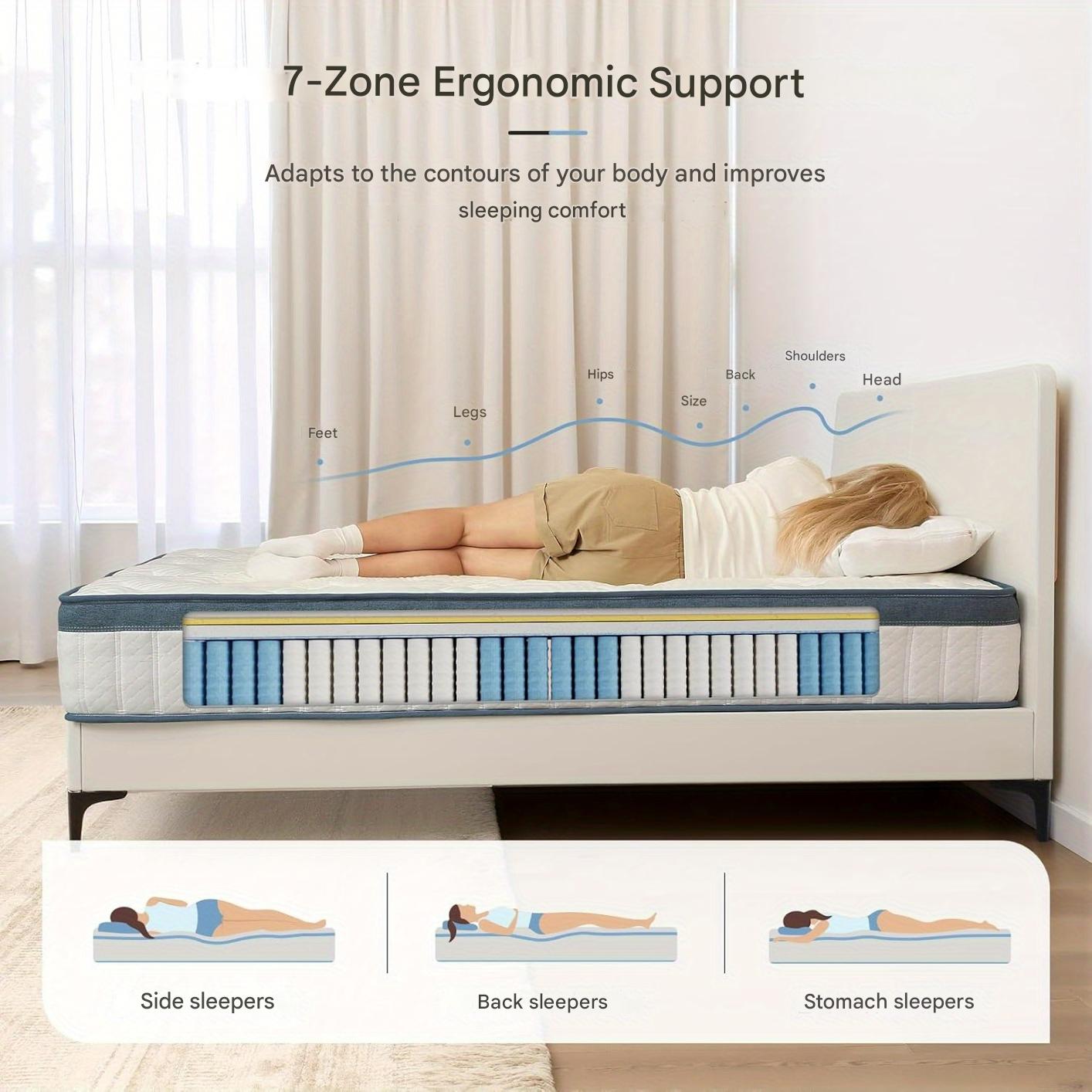 Pocketvering Matras 90 x 200 cm – Springmatras – Matras – Slaapmatras – Matrassen – Hardheid H2 – 25 cm Hoogte – Memory Foam Toplaag – Wasbare Microvezel Hoes