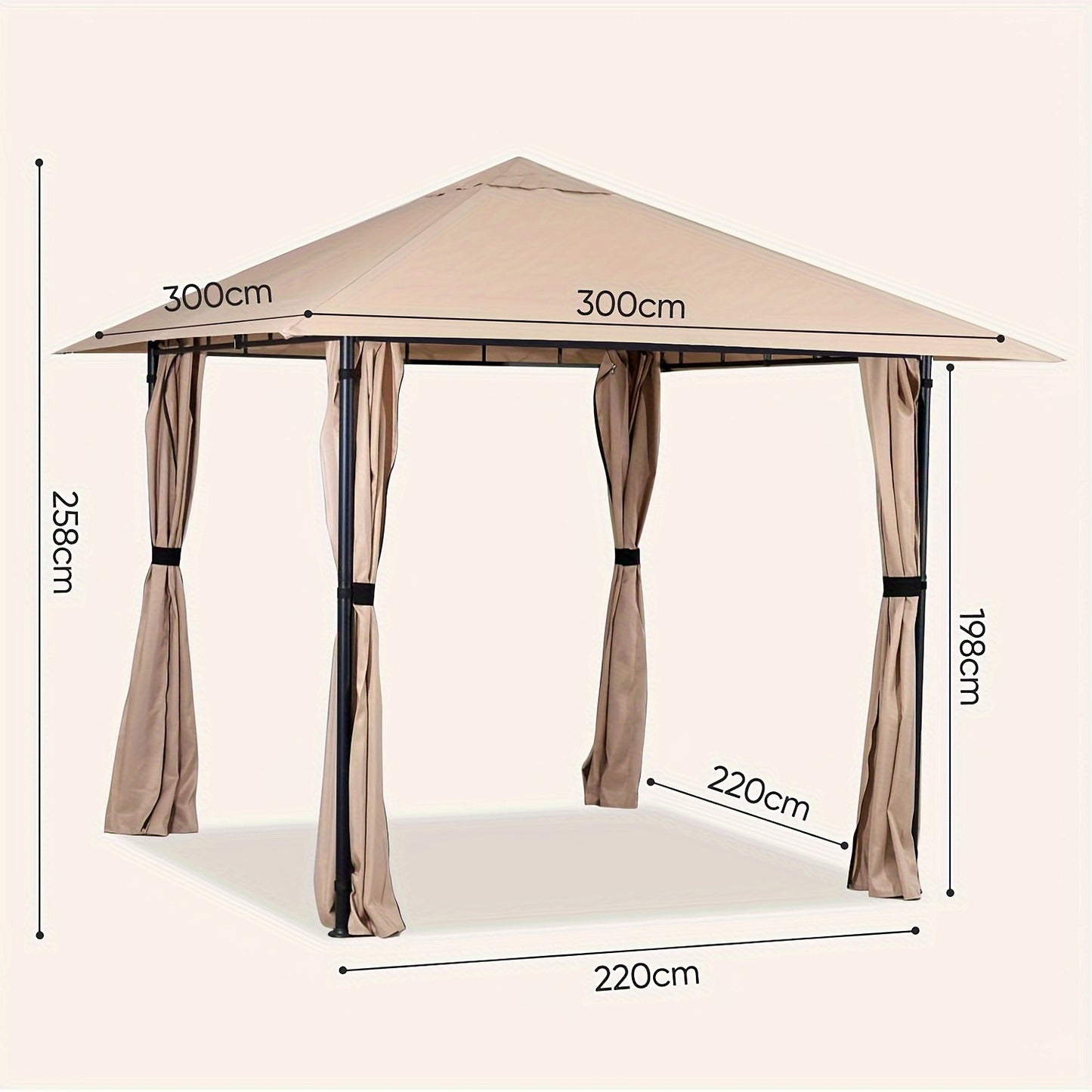 Partytent – Tuinpaviljoen – Tuinfeest Tent – Feesttent – Vouwtent – 3x3 m – Waterafstotend Polyester – Afritsbare Zijpanelen met Rits