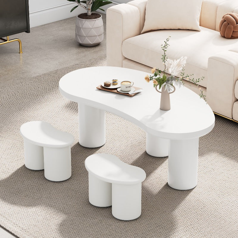 Crescent Moon Salontafel – Halvemaan Tafeltje – Bijzettafel – Sofa Tafel – Woonkamer Meubel – Wit MDF Blad – PVC Poten – Compact & Geen Montage