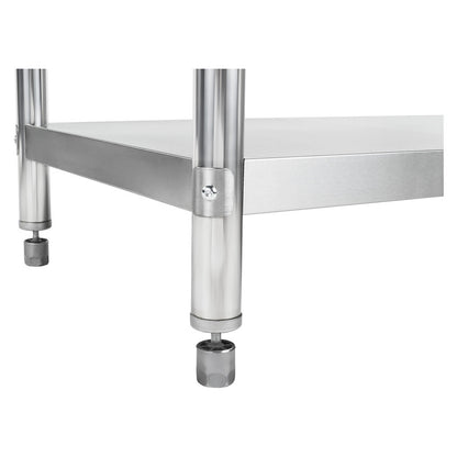 RVS Werkbank – RVS Werktafel – Keukenwerkbank – Horeca Werktafel – Werkbank met Onderplank – 180x60 cm Hoogte Verstelbaar – 20 mm HDF Werkblad