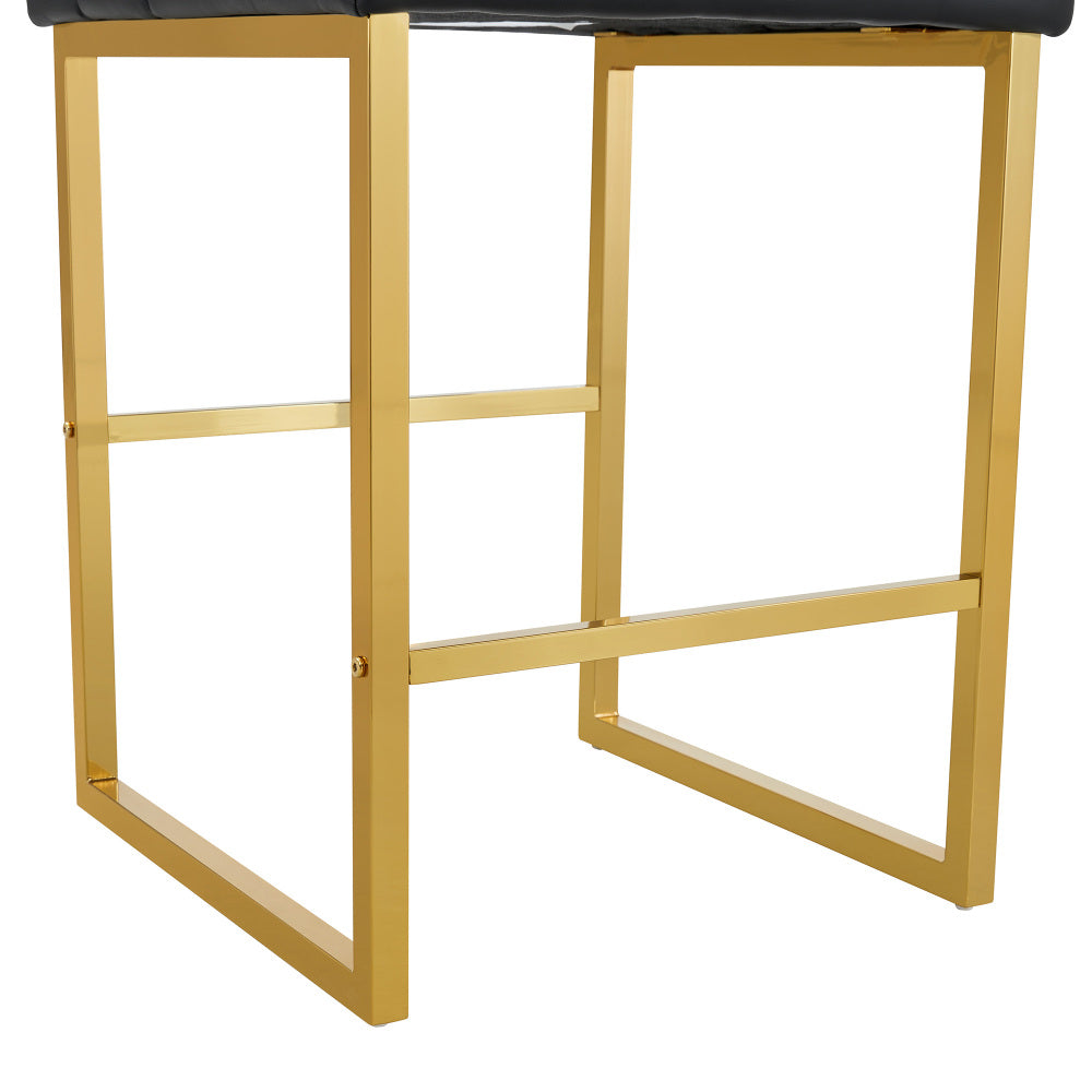 2 Sets of Nordic-Style Black Bar Stools | Square Design with Golden Metal Legs for a Sleek And Comfortable Look, Designed to Meet Diverse Product Needs, Metal Material, Assembled