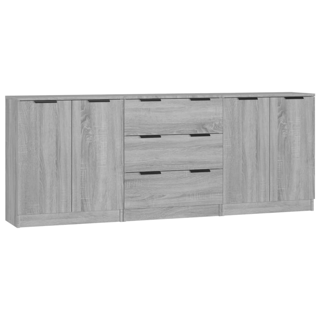 Opbergkast – Wandkast – Dressoir – Kast – Bijzetkast – Grijs Sonoma – 3 Niveaus – Duurzaam Hout & Spaanplaat