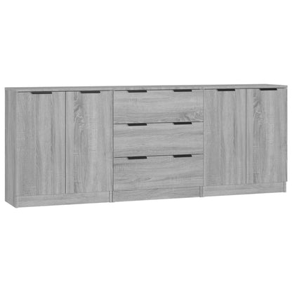 Opbergkast – Wandkast – Dressoir – Kast – Bijzetkast – Grijs Sonoma – 3 Niveaus – Duurzaam Hout & Spaanplaat